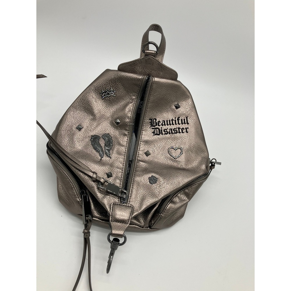 Beautiful Disaster Metallic Bronze Studded Angel Wing Backpack Gothic Edgy Bag